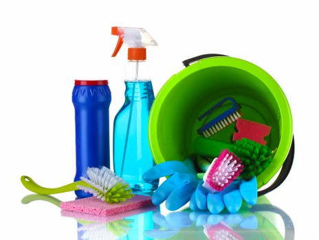 Home cleaners working in a London apartment with shared building access