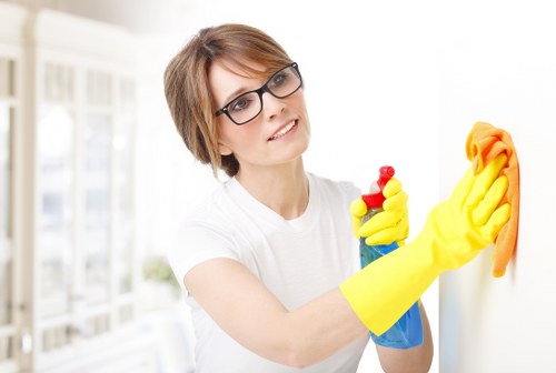 A professional cleaner working in a London kitchen during a one-off visit