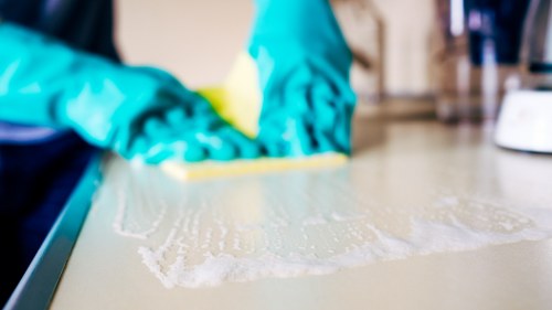 Deep carpet cleaning equipment used in a London property hallway
